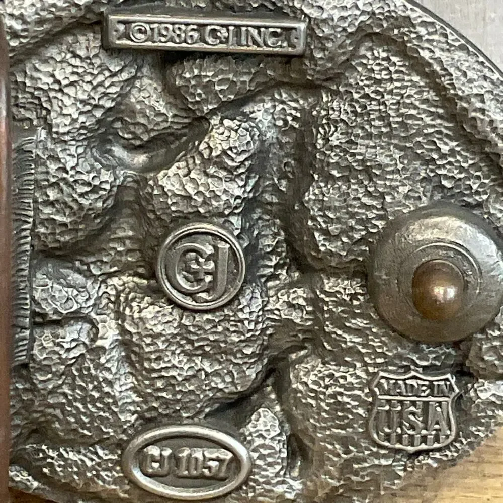 CJ Inc Square Dancing Belt Buckle Enamel Western Rope Framed‎ Made in USA